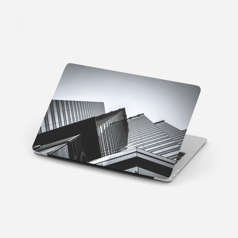 Adesivo per laptop prospettive urbane in bianco e nero