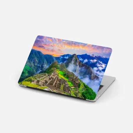 Adesivo per laptop murale panoramico Machu Picchu al tramonto • Wallissimo®