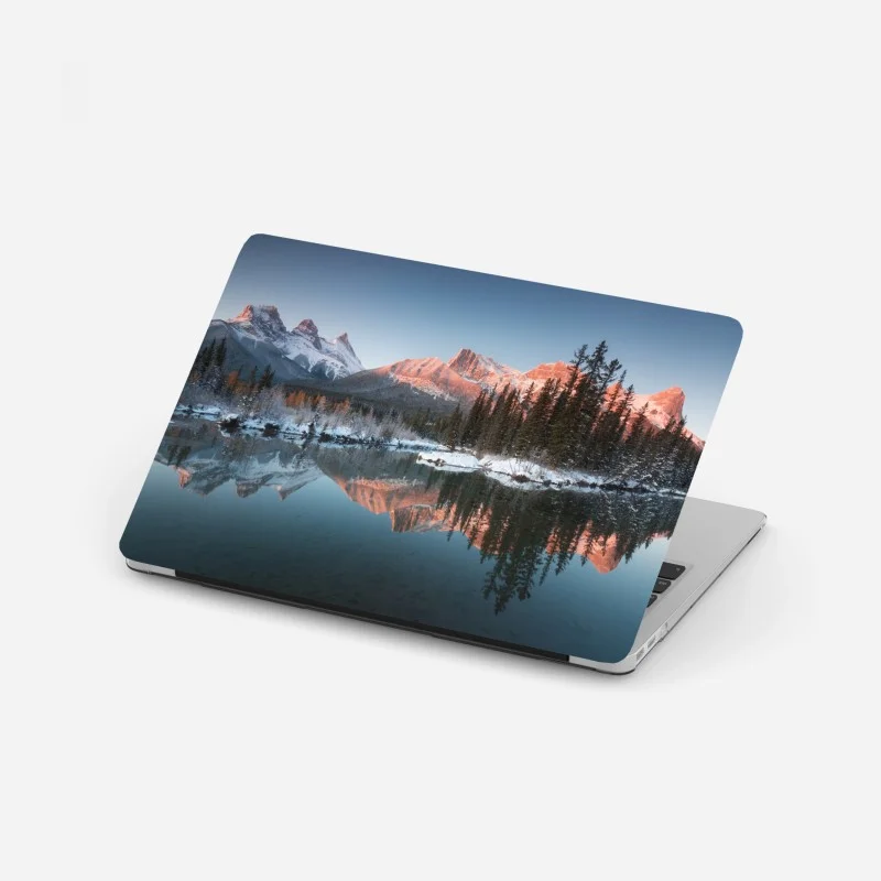 Adesivo per laptop riflessi montani al tramonto