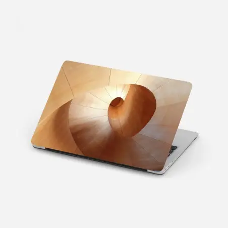 Adesivo per laptop spirale in legno astratta • Wallissimo®