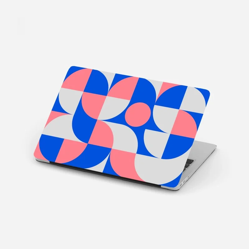 Adesivo per laptop motivo geometrico minimalista in rosa e blu