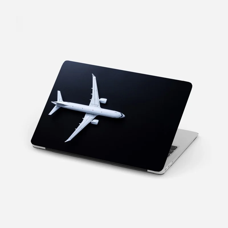 Adesivo per laptop silhouette di aereo minimalista su sfondo scuro