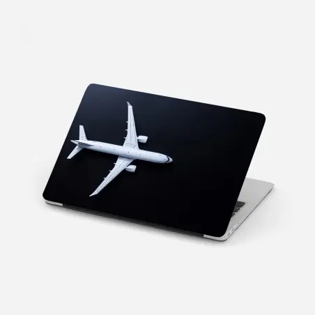 Adesivo per laptop silhouette di aereo minimalista su sfondo scuro • Wallissimo®