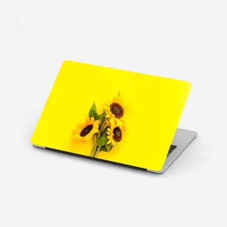 Adesivo per laptop girasoli luminosi su sfondo giallo • Wallissimo®