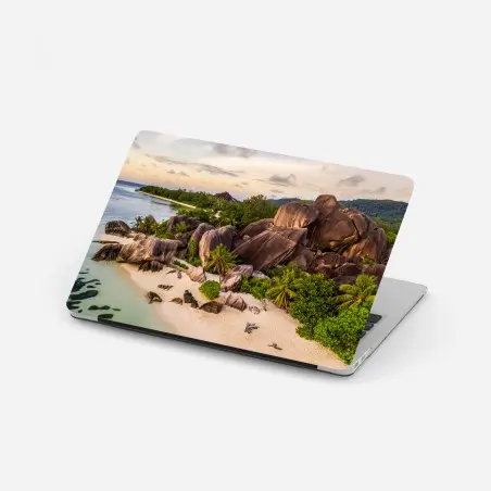 Adesivo per laptop spiaggia di Anse d'Argent, La Digue • Wallissimo®