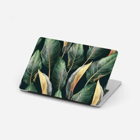 Adesivo per laptop motivo tropicale vintage con foglie esotiche • Wallissimo®