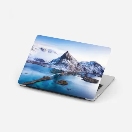 Adesivo per laptop panorama aereo delle Lofoten al tramonto • Wallissimo®