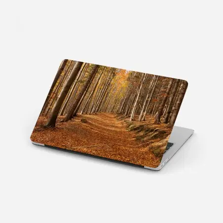 Adesivo per laptop sentiero d'autunno nel bosco dorato • Wallissimo®