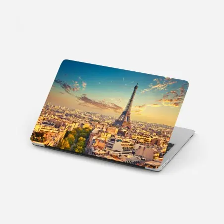 Adesivo per laptop tramonto su Parigi con la Torre Eiffel • Wallissimo®