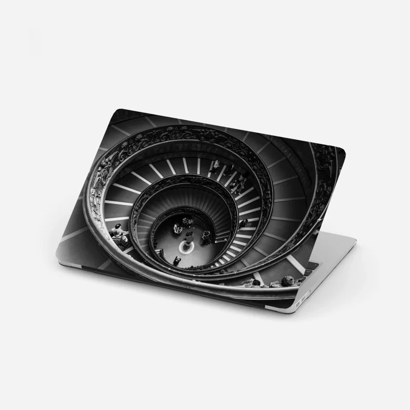Adesivo per laptop spirale architettonica in bianco e nero