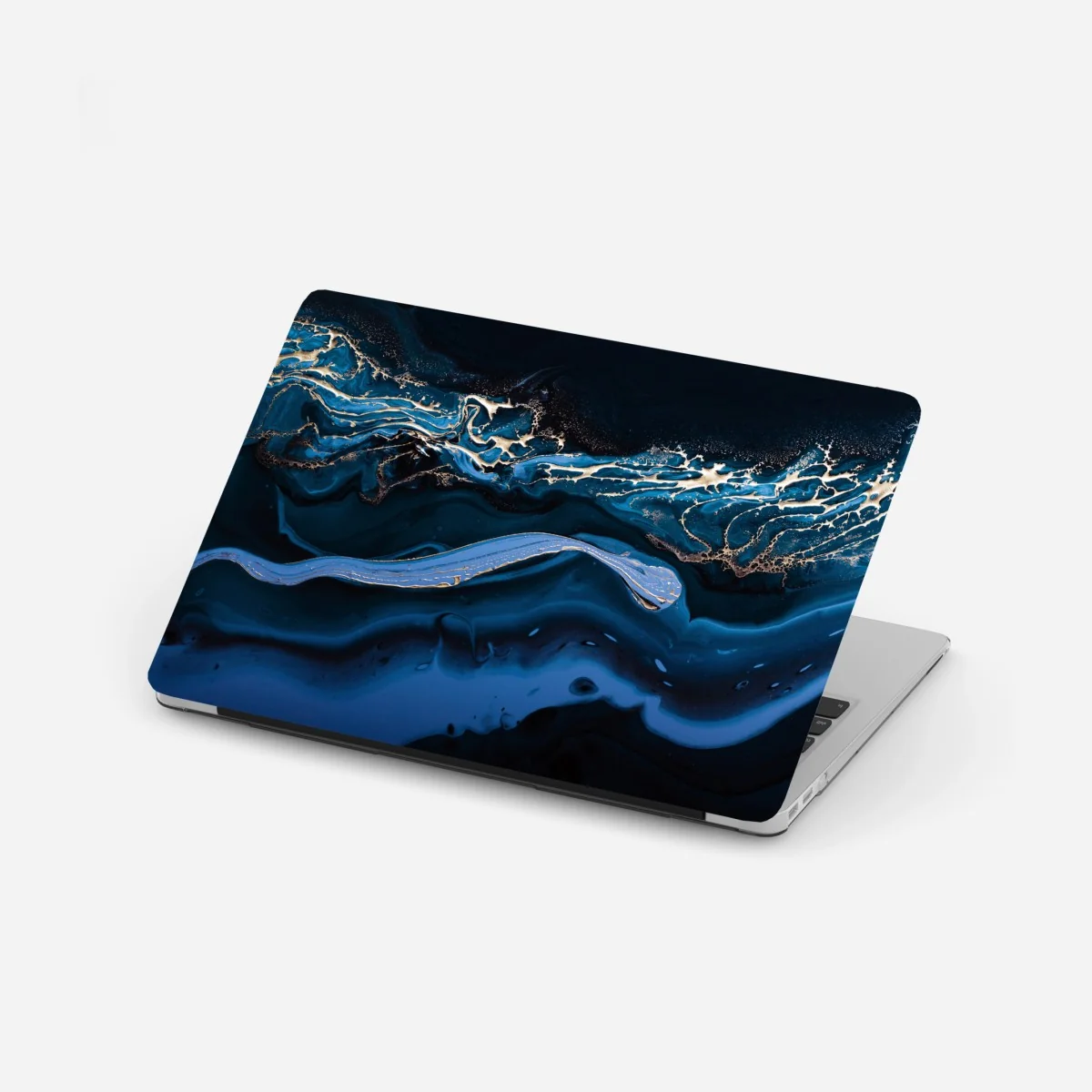 Adesivo per laptop onde astratte in blu e oro • Wallissimo® Adesivo per laptop onde astratte in blu e oro • Wallissimo®