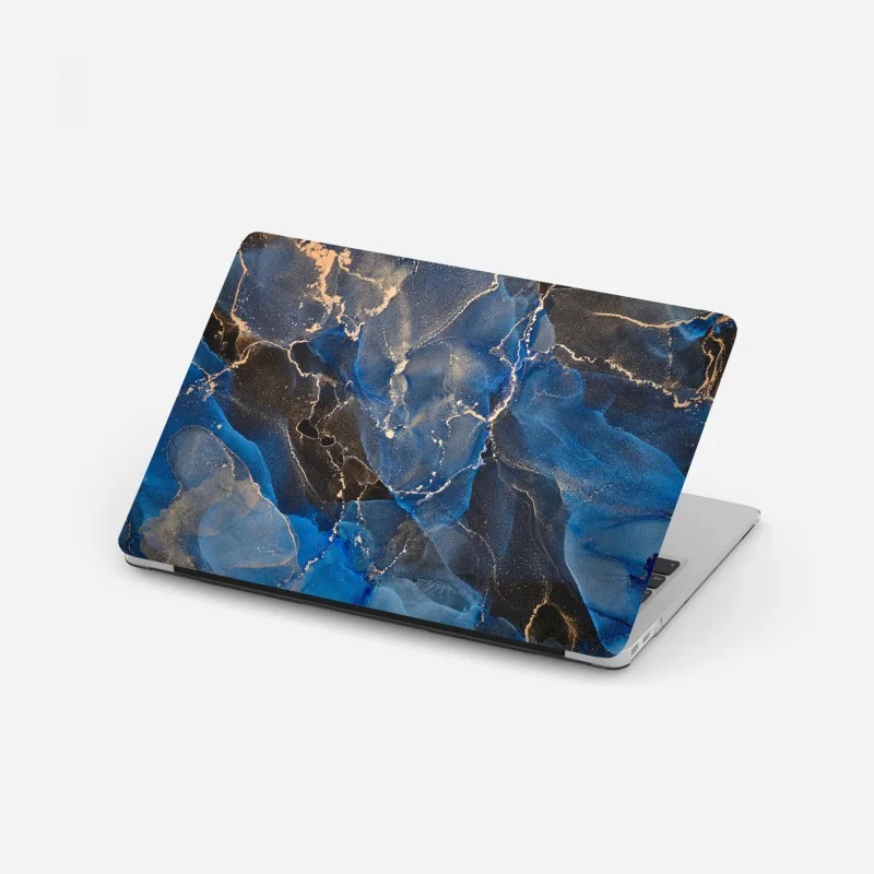 Adesivo per laptop marmo liquido blu e oro