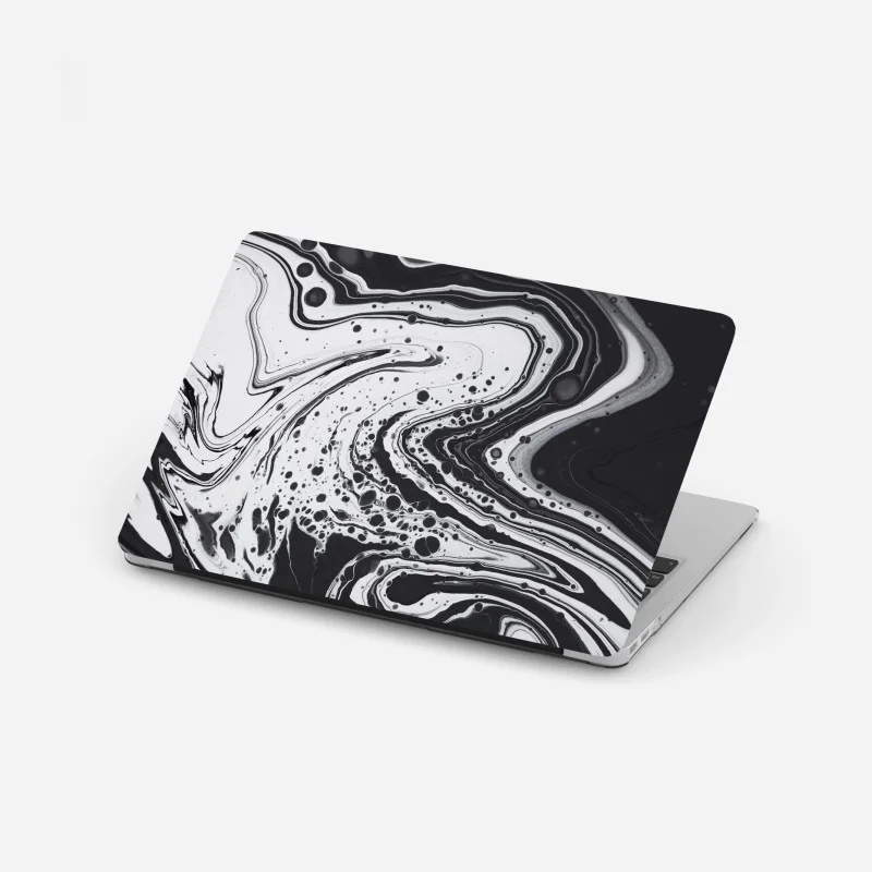 Adesivo per laptop arte astratta marmorizzata in bianco e nero
