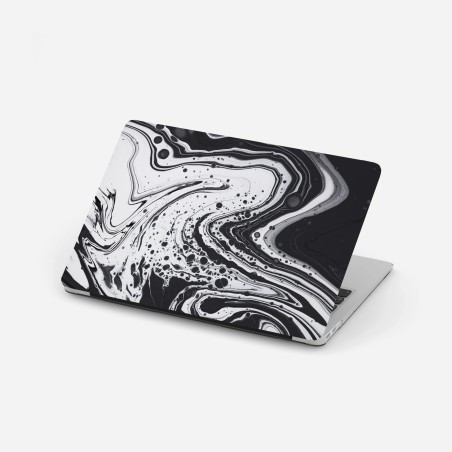 Adesivo per laptop arte astratta marmorizzata in bianco e nero • Wallissimo®