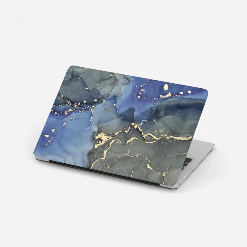 Adesivo per laptop paesaggio liquido blu e oro