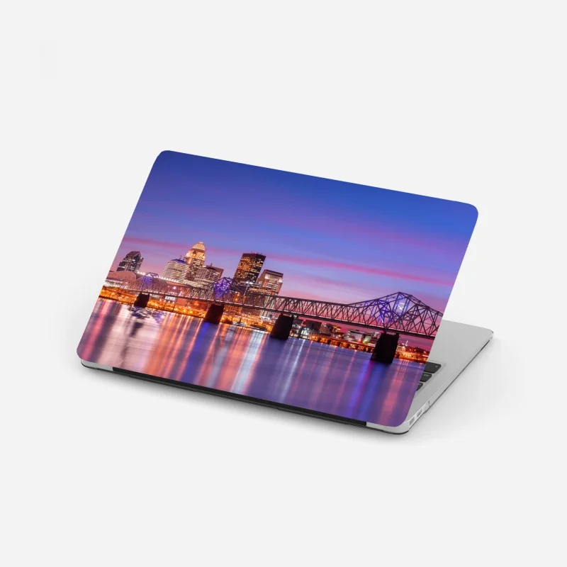 Adesivo per laptop tramonto su Louisville: skyline sul fiume