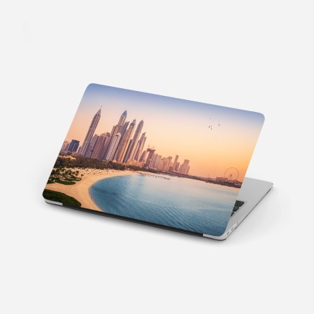 Adesivo per laptop orizzonte urbano al tramonto a Dubai • Wallissimo®