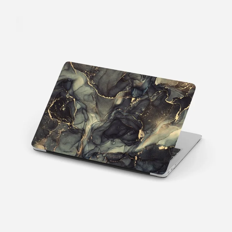 Adesivo per laptop marmo fluido con venature dorate