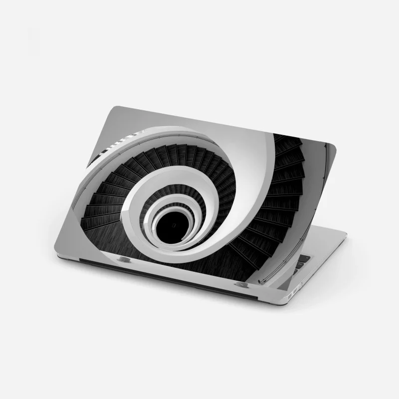 Adesivo per laptop spirale architettonica in bianco e nero