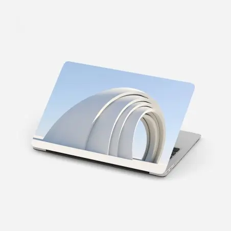 Adesivo per laptop arco moderno minimalista su sfondo azzurro • Wallissimo®