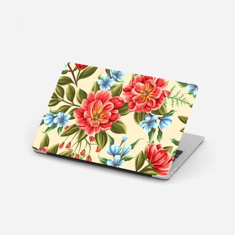 Adesivo per laptop motivo floreale acquerello su sfondo crema