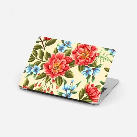 Adesivo per laptop motivo floreale acquerello su sfondo crema • Wallissimo®