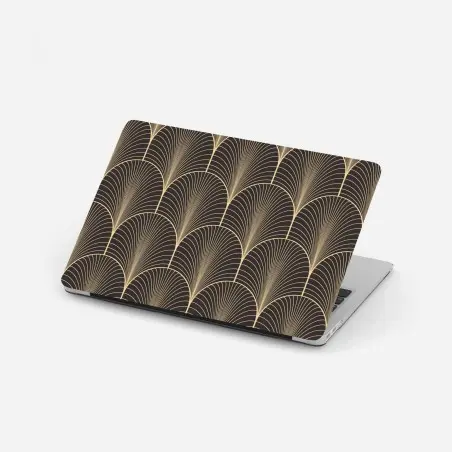 Adesivo per laptop motivo art déco dorato su sfondo nero • Wallissimo®
