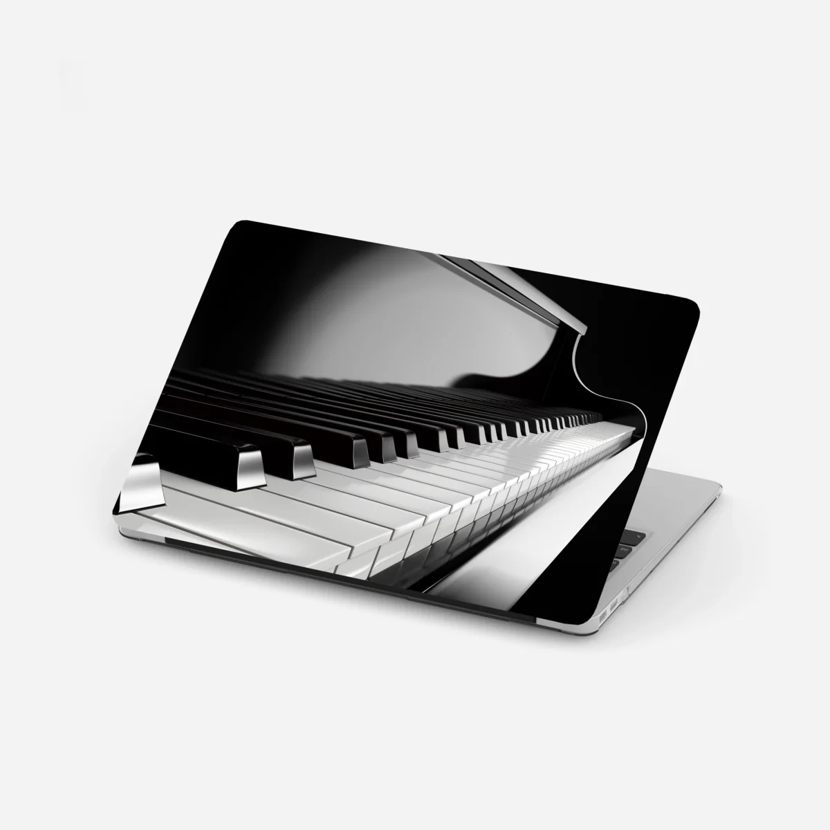Adesivo per laptop eleganza in bianco e nero: tastiera di pianoforte • Wallissimo® Adesivo per laptop eleganza in bianco e nero: tastiera di pianoforte • Wallissimo®