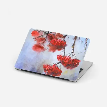 Adesivo per laptop rami di bacche rosse in acquerello • Wallissimo®