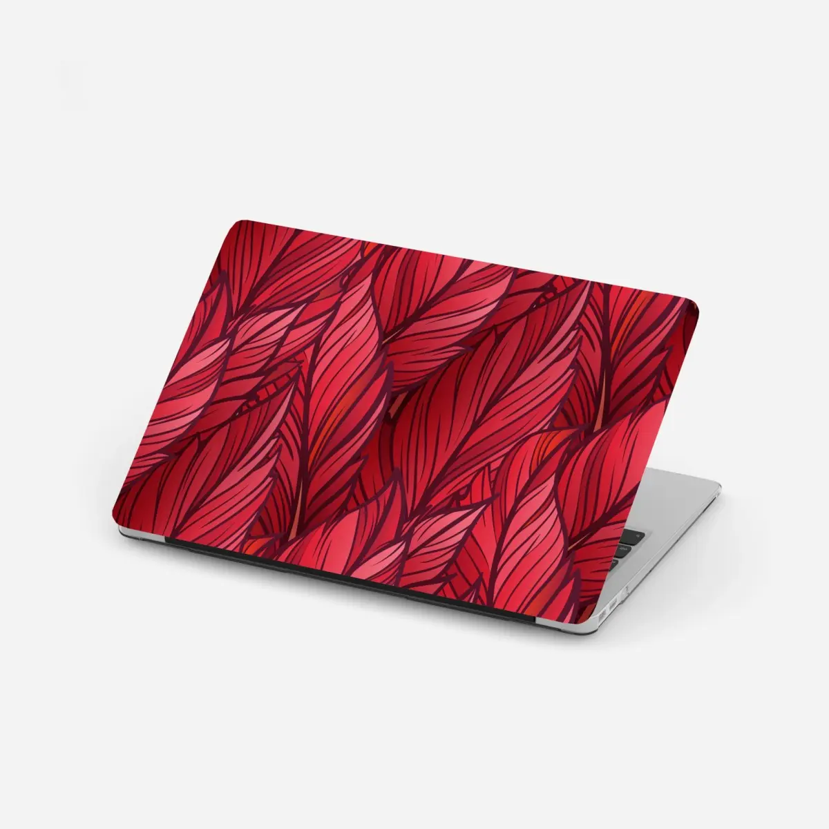 Adesivo per laptop motivo di foglie rosse stilizzate • Wallissimo®