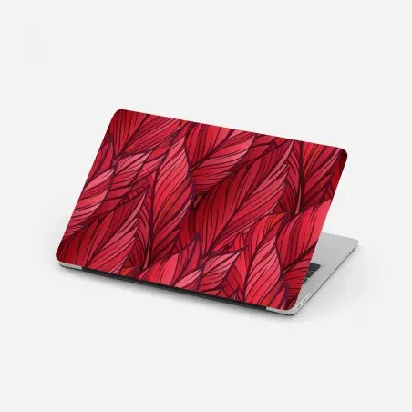 Adesivo per laptop motivo di foglie rosse stilizzate • Wallissimo®