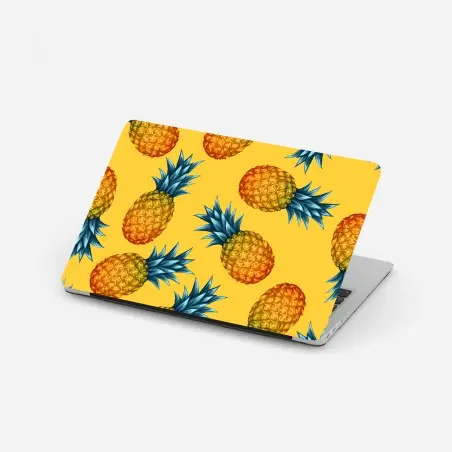 Adesivo per laptop ananas tropicale su sfondo giallo • Wallissimo®