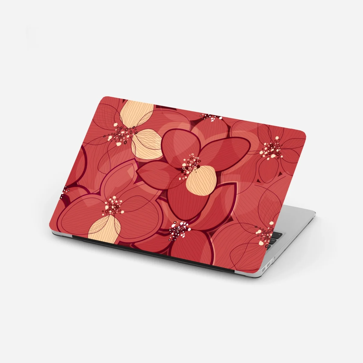 Adesivo per laptop motivo floreale rosso elegante • Wallissimo® Adesivo per laptop motivo floreale rosso elegante • Wallissimo®