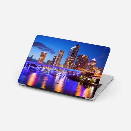 Adesivo per laptop panorama notturno di Tampa, Florida • Wallissimo®
