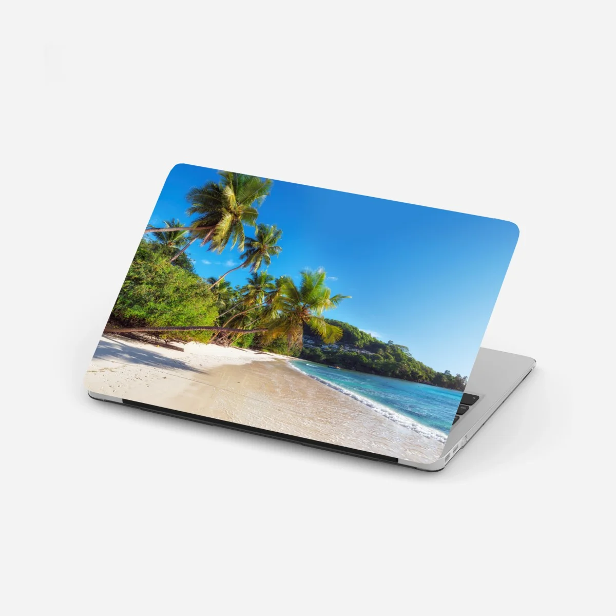 Adesivo per laptop spiaggia tropicale con palme e acque turchesi • Wallissimo® Adesivo per laptop spiaggia tropicale con palme e acque turchesi • Wallissimo®