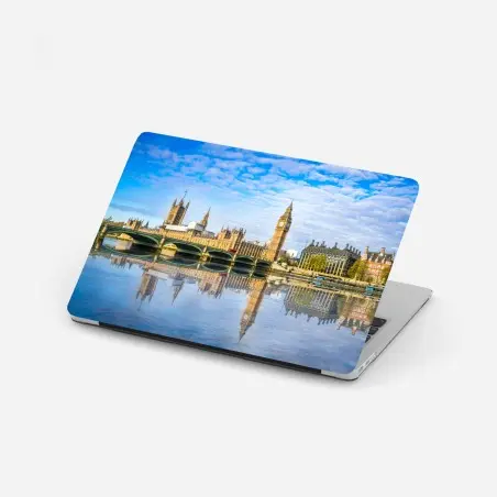Adesivo per laptop panorama sul Tamigi con Big Ben e palazzo di Westminster • Wallissimo®