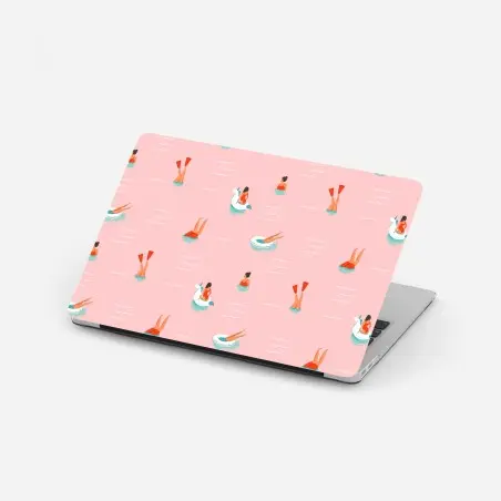 Adesivo per laptop motivo estivo con ragazze e unicorni gonfiabili • Wallissimo®