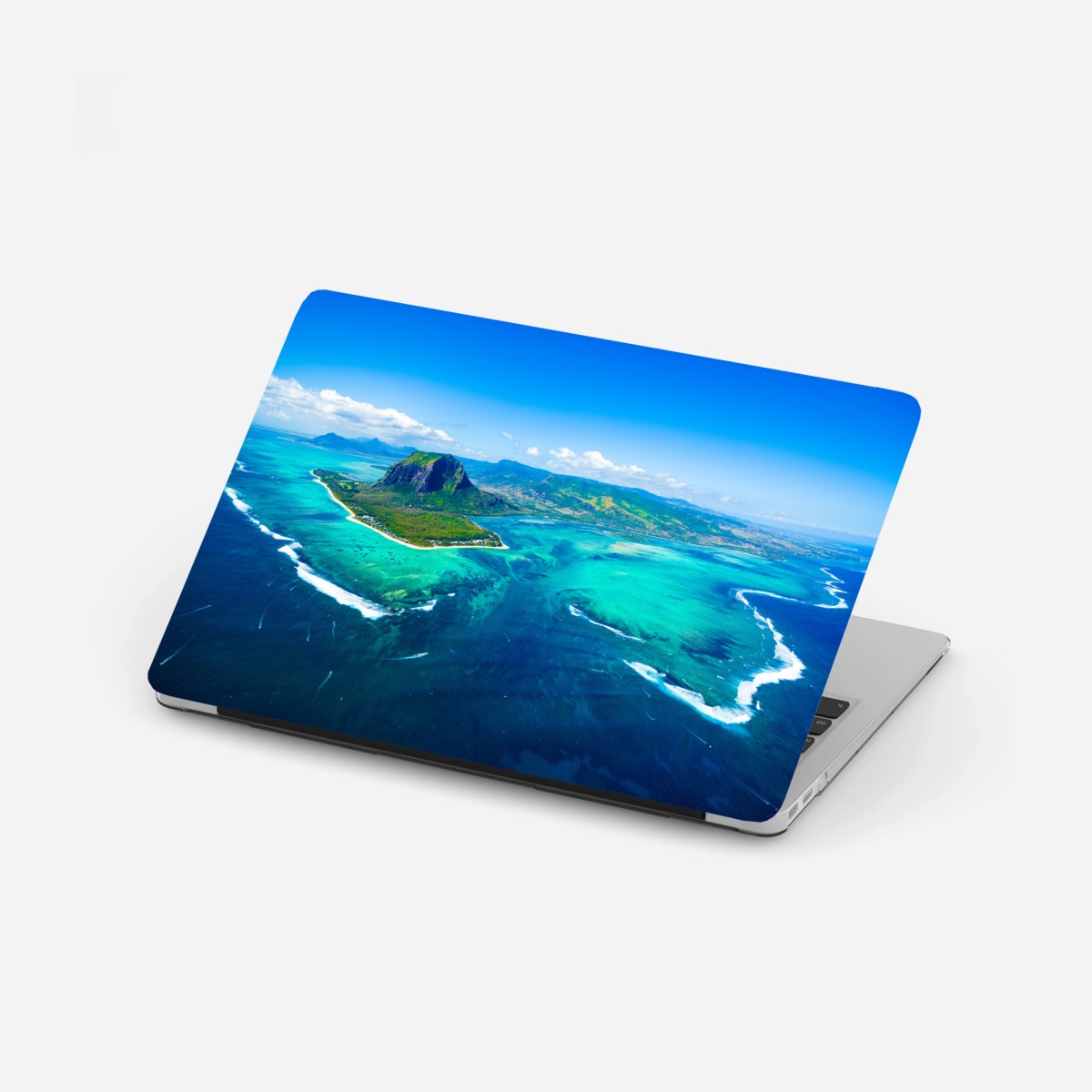 Adesivo per laptop panorama aereo della laguna di Mauritius con Le Morne Brabant • Wallissimo®