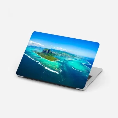 Adesivo per laptop paesaggio aereo di Le Morne Brabant, Mauritius • Wallissimo®