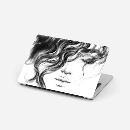 Adesivo per laptop ritratto etereo in bianco e nero • Wallissimo®