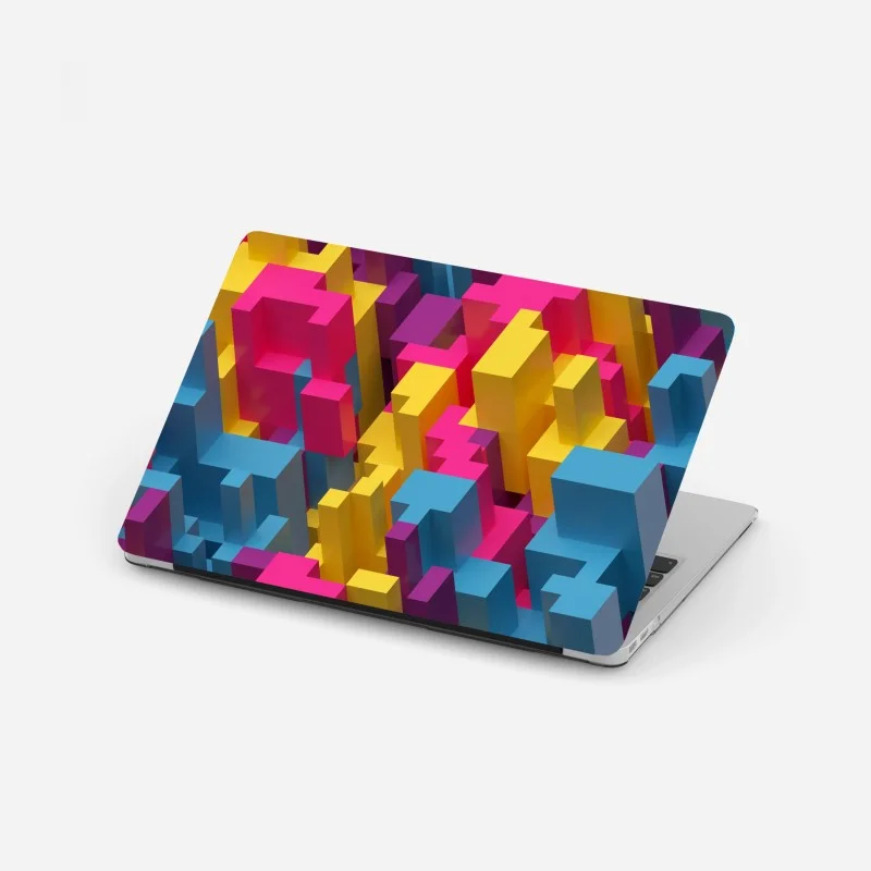 Adesivo per laptop mosaico voxel colorato e geometrico