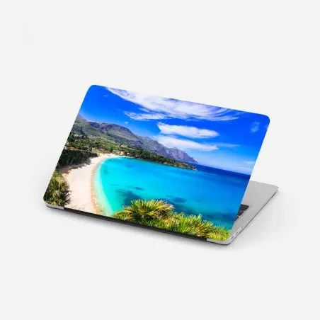 Adesivo per laptop panorama costiero dalle acque turchesi • Wallissimo®