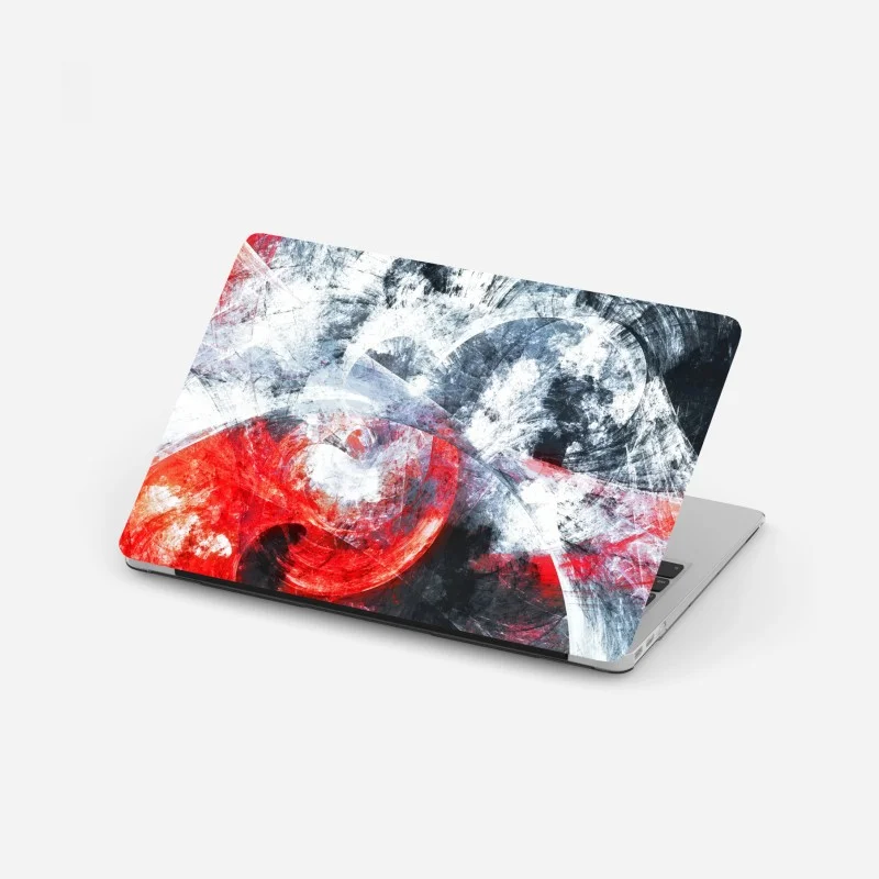 Adesivo per laptop vortice frattale rosso e bianco