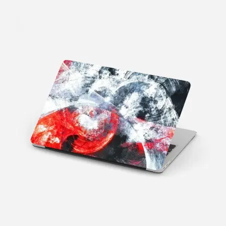 Adesivo per laptop vortice frattale rosso e bianco • Wallissimo®
