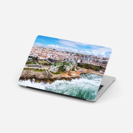 Adesivo per laptop veduta costiera panoramica con onde e scogli • Wallissimo®