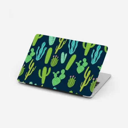 Adesivo per laptop pattern di cactus e succulente in tonalità verdi • Wallissimo®