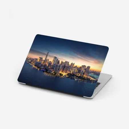 Adesivo per laptop panorama di Manhattan all'alba • Wallissimo®