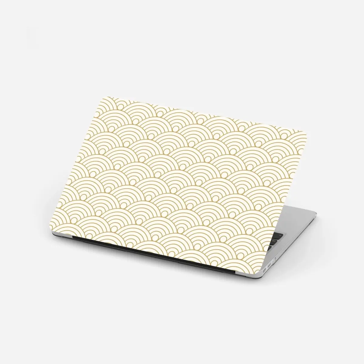 Adesivo per laptop motivo onde giapponesi dorate su sfondo crema • Wallissimo®
