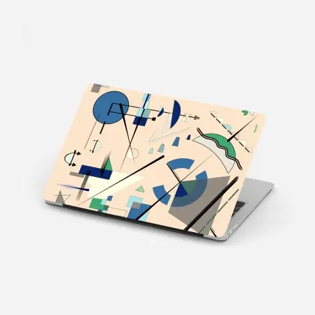 Adesivo per laptop composizione geometrica astratta in blu e verde • Wallissimo®