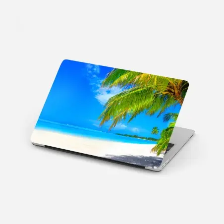 Adesivo per laptop paradiso tropicale con palme e sabbia bianca • Wallissimo®
